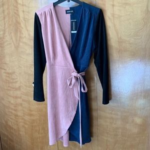 Sugar + Lips Colorblock Belted Wrap Dress